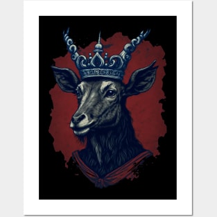 Goat King With Crown Posters and Art